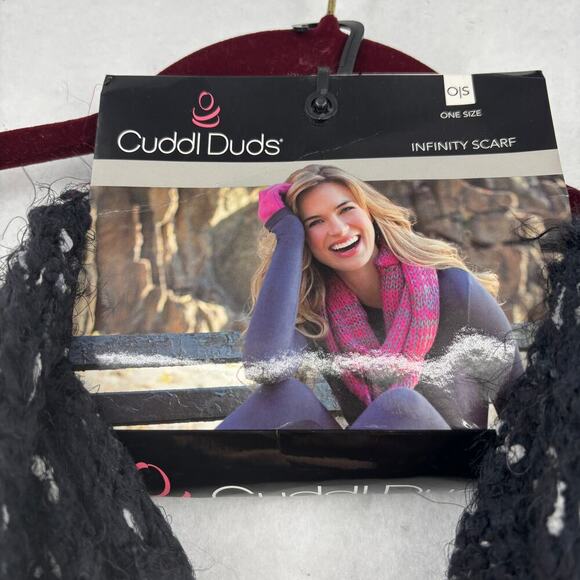Cuddl Duds Infinity Scarf Black Gray Women's One Size Sweater Kni - Picture 4 of 8